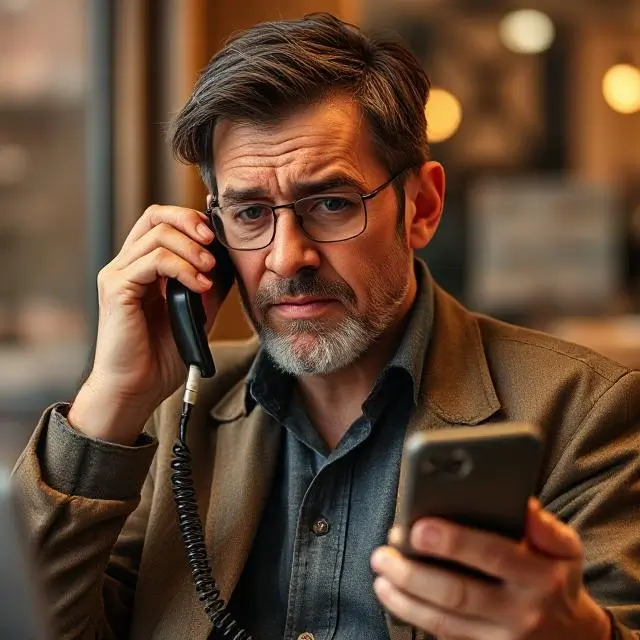 older man 2 phones