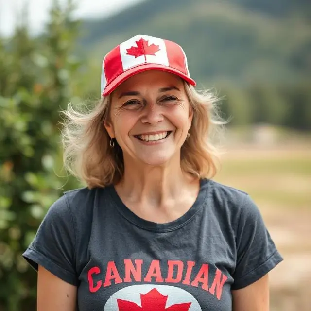 older woman canada dark grey t-shirt cap